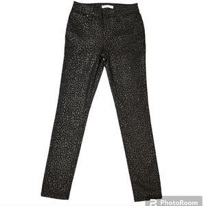 Nine West Skinny Midrise Black Leopard Print Jeans Size 2 NWOT